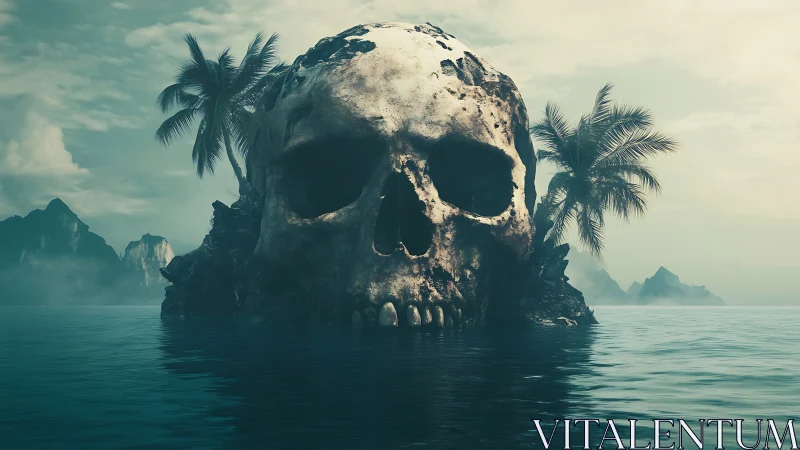 Mystical Skull Island: A Dark Fantasy Rising from Tropical Waters.