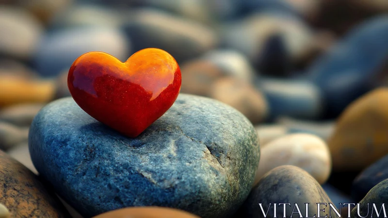 Vitreous Crimson Heart Placed on Geological Substrate.