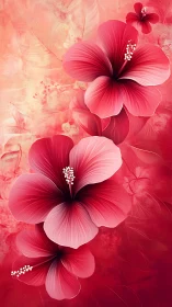 Digital Hibiscus Floral Composition: Gradient Rendered Petals with Luminous Stamen Detail