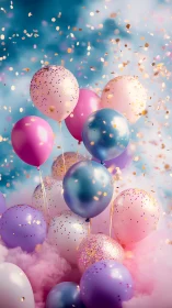 Celebrate Joy with Colorful Balloons and Golden Confetti