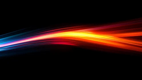 Vibrant Abstract Light Streaks on Black Background, Digital Art.