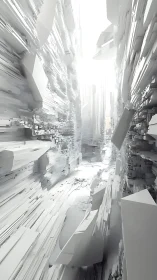 Monochrome Urban Canyon. Verticality Dominates Cityscape