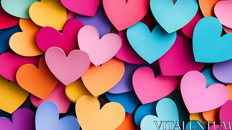 Chromatic Heart Cascade: Layered Love in Neon Bloom.