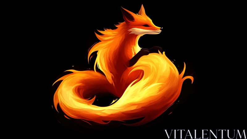 Vibrant digital fox glows like living flame on black