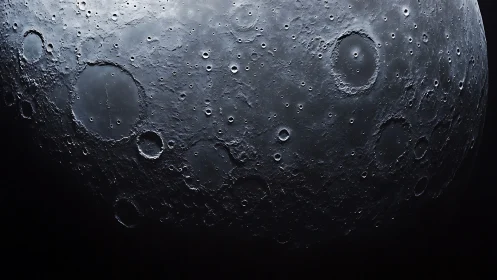 Lunar terminator close-up with high-relief crater textures.