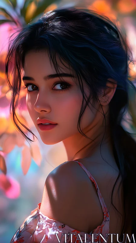 Young woman rendered in soft-focus digital portrait lighting