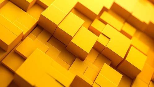 Abstract yellow 3D cubes pattern in geometric modern style.