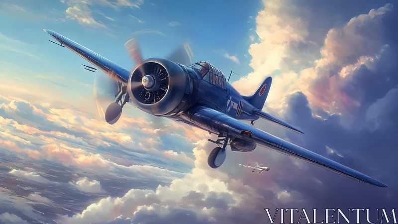 Storm-touched warbird carves a shining path through clouds