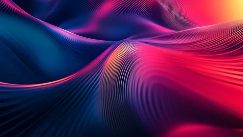 Parametric neon waveforms with iridescent ribbed gradient surfaces