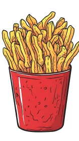 Vector illustration of french fries in red carton container