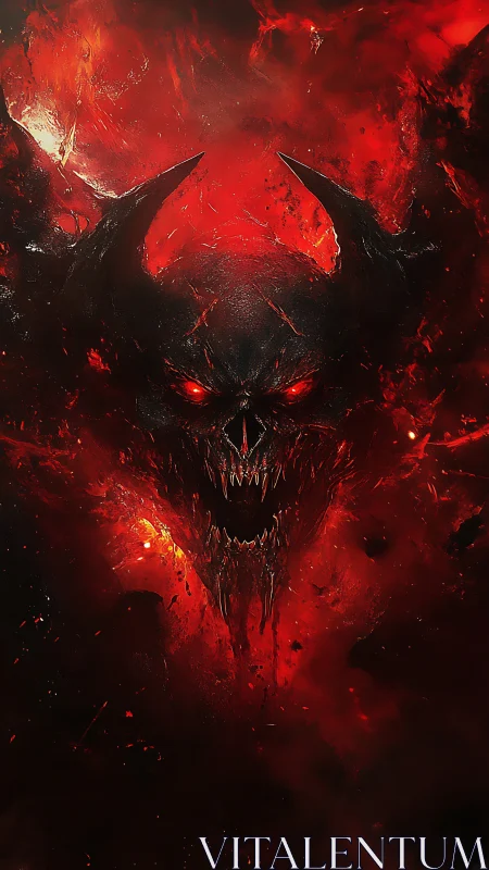 Hellfire crowned horror grinning from molten shadows.