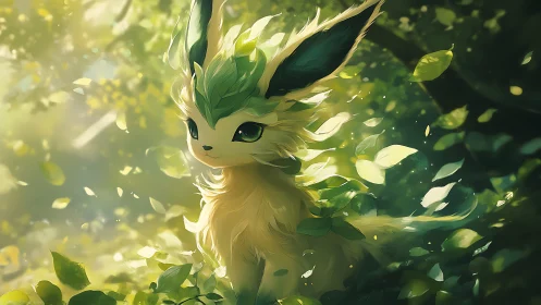 Leaf-eared forest creature in luminous bokeh foliage glow.