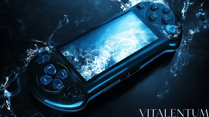 Hydrodynamic Portable Gaming Console with Kinetic Water Effects.
