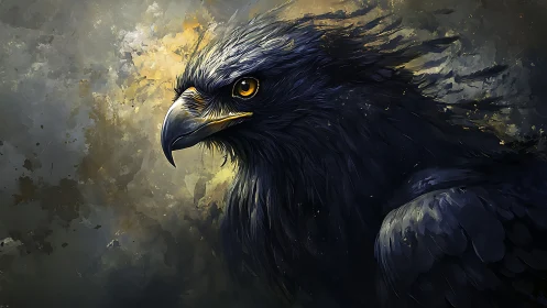 Majestic eagle portrait in dramatic digital painting style.