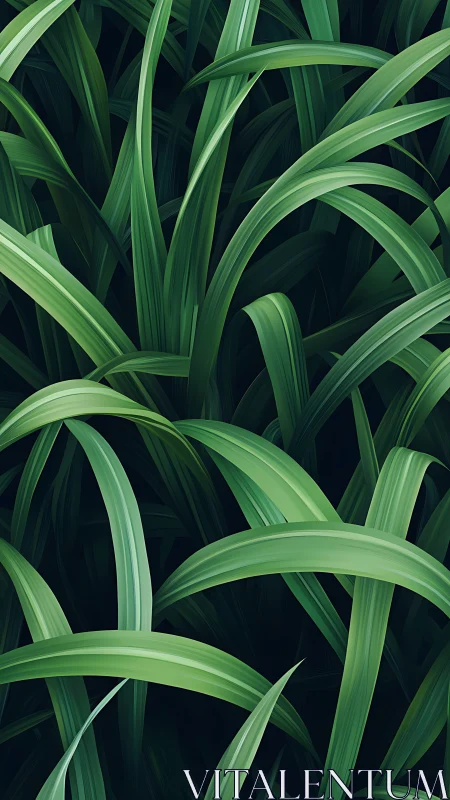 Layered green grass blades form dense abstract pattern.