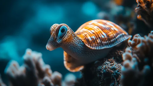Marine mollusk is rendered in detailed underwater close-up