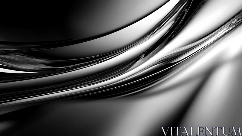Liquid chrome ribbons slide through a monochrome twilight hush