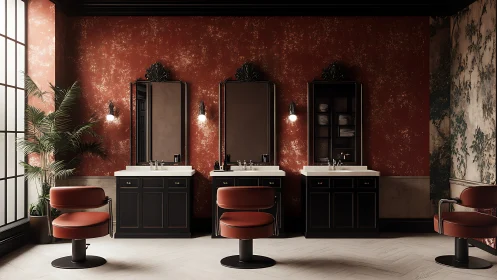 Velvet-trimmed salon thrones await rituals of light and gloss