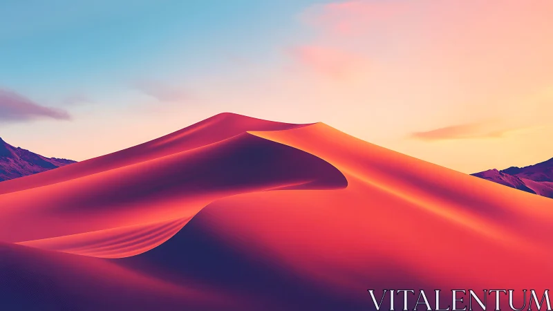 Chromatic desert dune ridge rendered in stylized gradient light