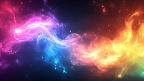 Chromatic nebula ribbon with luminous spectral energy flow.