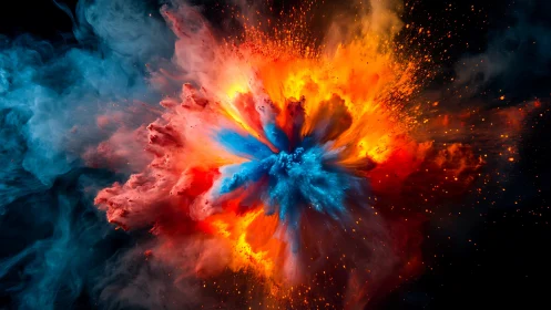 Digital painting of radial color explosion with dynamic contrast.