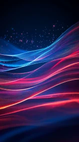 Digital painting of luminous dual-color plasma waveforms.