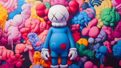 Candy-cloud toy drifter adrift in bubbling neon dreams.