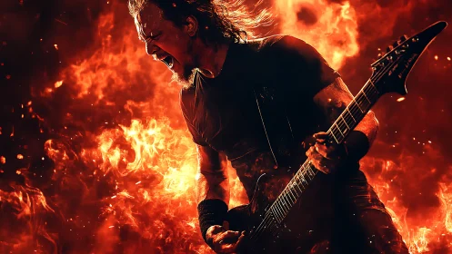 Fiery rock guitarist pouring raw emotion into each riff.