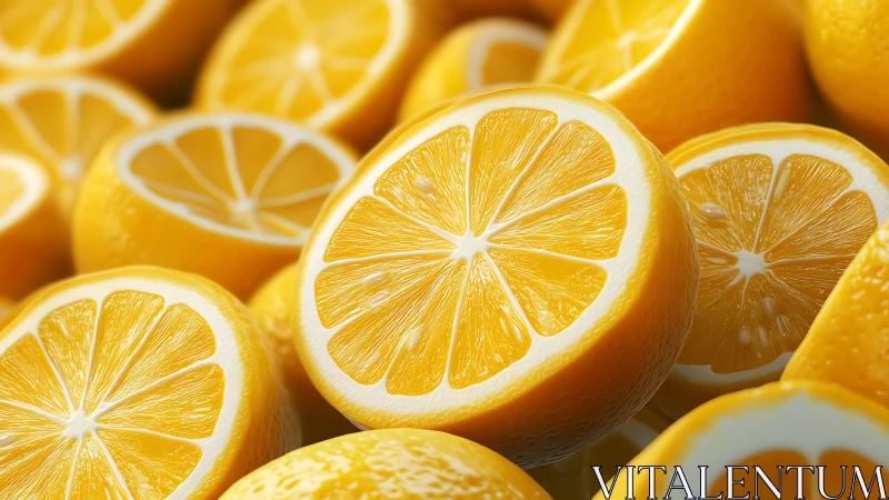 High-contrast macro composition of sliced yellow citrus halves