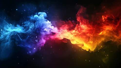 Colorful cosmic clouds swirl in a playful dance of light