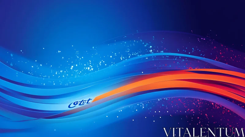 Dynamic cobalt gradient waves with vibrant orange streaks.