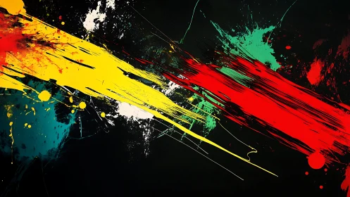 Vibrant Abstract Paint Strokes on Dark Background, Modern Style.