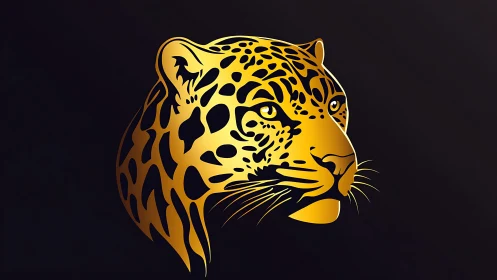 Stylized Leopard Head Portrait Against Dark Background