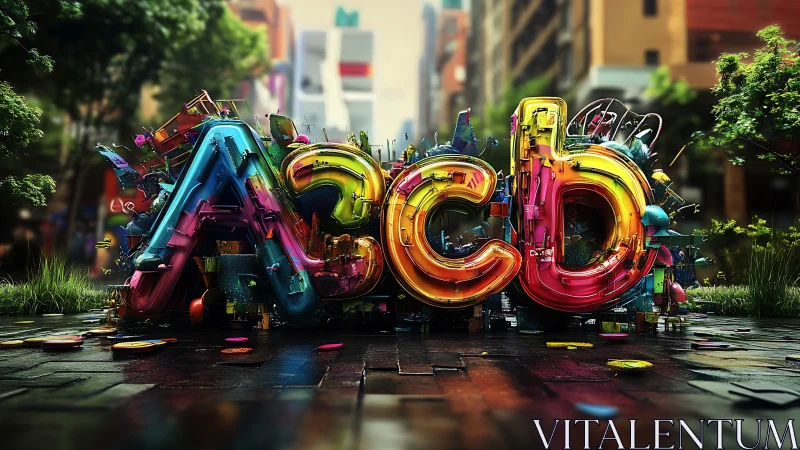 Colorful ABCD letters bringing playful energy to the street.