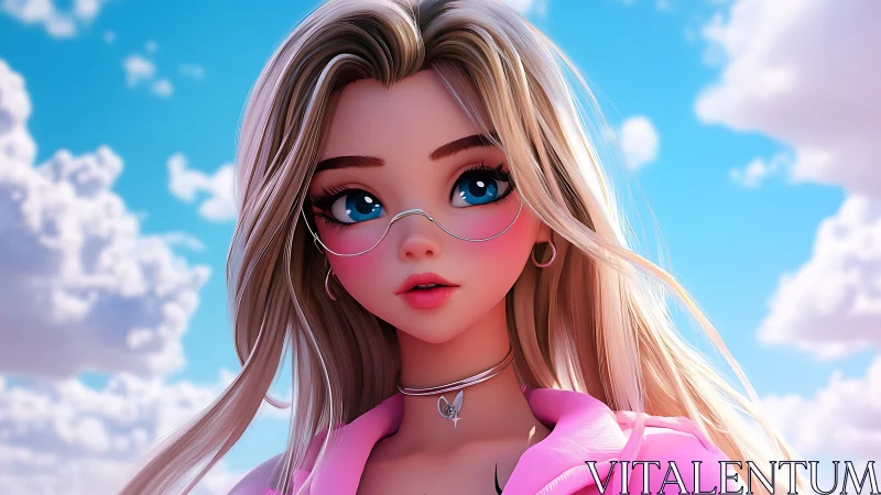 Stylized blonde character rendered with high-gloss anime shading