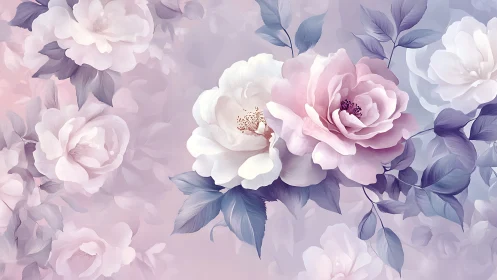Soft Peony Composition: Layered Florals with Chromatic Depth.