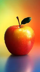 Photorealistic dewy apple against vivid gradient backdrop.