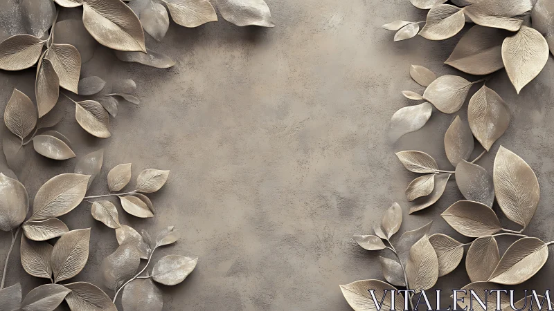 Metallic leaf relief borders frame a textured neutral surface