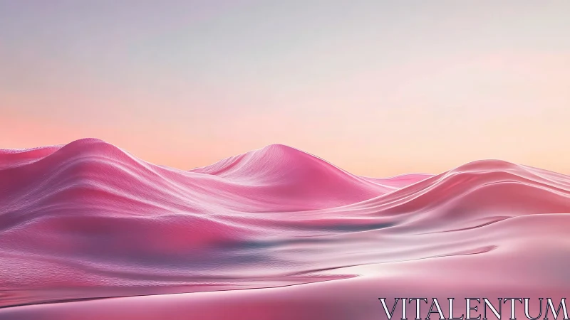 Luminous pink dunes beneath a pastel gradient sky.