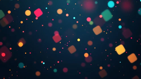 Floating neon pixels drift like soft confetti through night