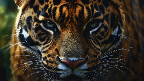 Tiger Close-Up Portrait: Intense Green Eyes.