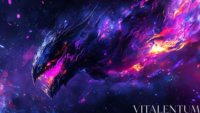 Cosmic dragon nebula rendered as luminous spectral vortex.