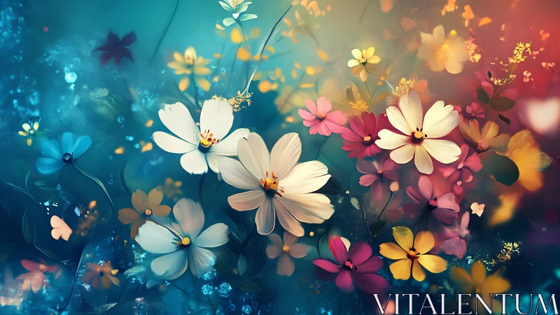 Chromatic Blooms Drift Through Luminous Dreamscape.