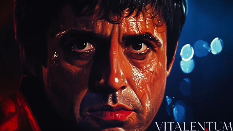 Close-up stylized male portrait with glossy rendered skin.