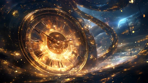 Clocklike structure rotates within luminous cosmic environment