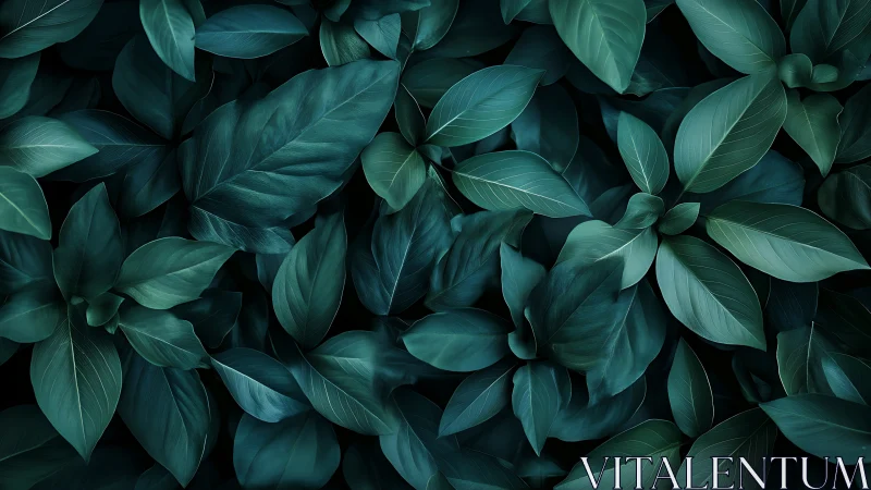 Digital painting study of overlapping emerald foliage forms.