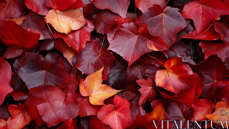 Crimson autumn leaves gathered in a cozy seasonal blanket.