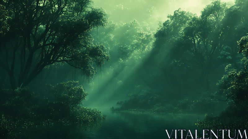 Emerald Cathedral: Mystical Forest Awakens in Divine Light.