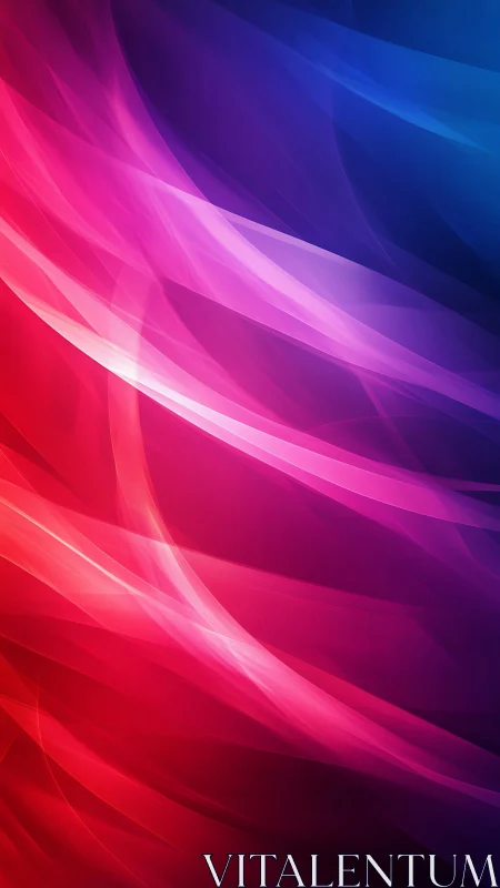 Vibrant pink and blue light waves over dark gradient.