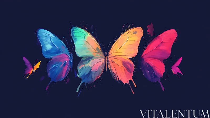 Neon dusk butterflies drift through a painted night sky.